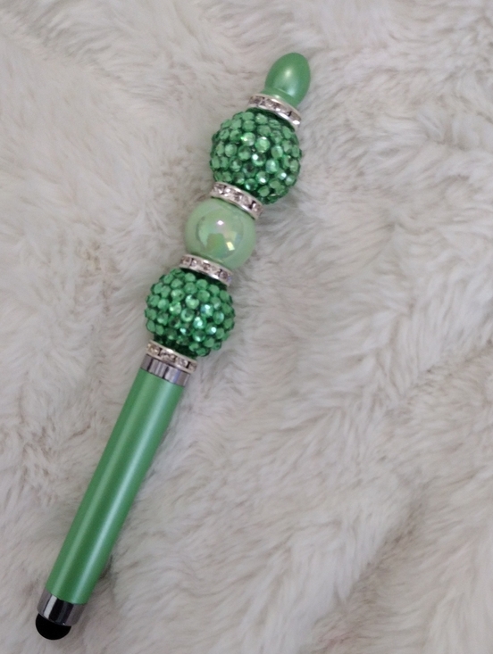 Handcrafted Other - Green Crystal Bubble Stylus & Pen